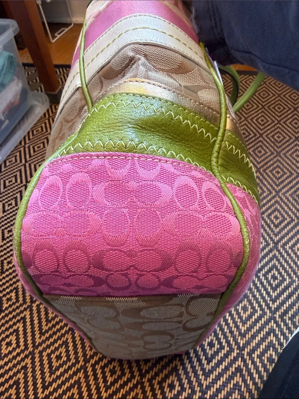 Vintage Y2K Coach BLEECKER patchwork stripe signature jacquard tote F14726